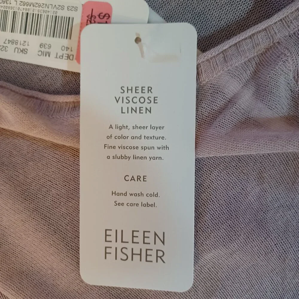 Eileen Fisher Sheer Viscose Linen Light Muted Pink Pullover Sweater Size L - Picture 5 of 7